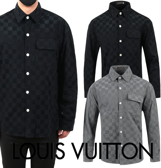 L.V 25SS. 자수로고 세미오버 다미 스웨이드셔츠