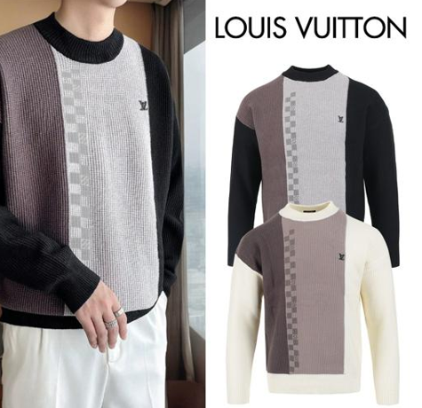 25FW. 스틸로고 다미에 배색 램스울 니트